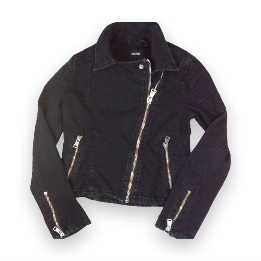 Hudson Black Denim Moto Jacket